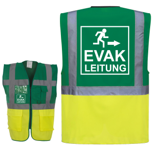 EVAK Information Piktogramm Warnweste grün/gelb mit vielen Taschen