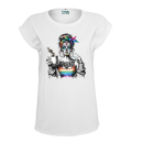 Women Coffee Rainbow Skull Frauen T-Shirt Extended Shoulder