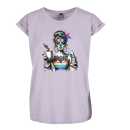 Women Coffee Rainbow Skull Frauen T-Shirt Extended Shoulder