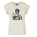 Women Coffee Rainbow Skull Frauen T-Shirt Extended Shoulder