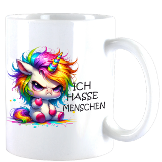 Ich Hasse Menschen Cute Animal Einhorn "Emmy" Teebecher - Kaffeebecher