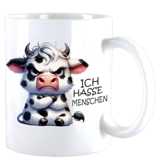 Ich Hasse Menschen Cute Animal Kuh "Flecky" Teebecher - Kaffeebecher