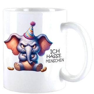 Ich Hasse Menschen Cute Animal Elefant "Berti" Teebecher - Kaffeebecher