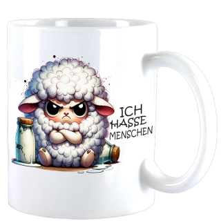 Ich Hasse Menschen Cute Animal Schaf "Wolli" Teebecher - Kaffeebecher