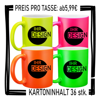 Neon Fototasse Kaffeetasse mit Wunschdruck