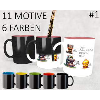 Cute Animal - Ich hasse Menschen - MAGIC WOW Kaffeetasse Teetasse 11 Motive 6 Farben