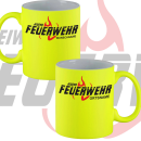 Neongelbe Feuerwehr Tasse FW2510 inkl. Wunschtext NEON TASSE