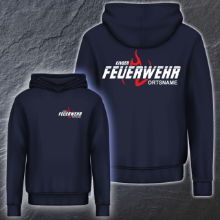 Hoodie navy / Druck Kinder Feuerwehr